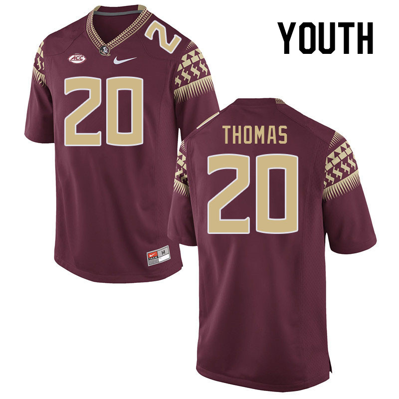 Youth #20 Azareye'h Thomas Florida State Seminoles College Football Jerseys Stitched-Garnet